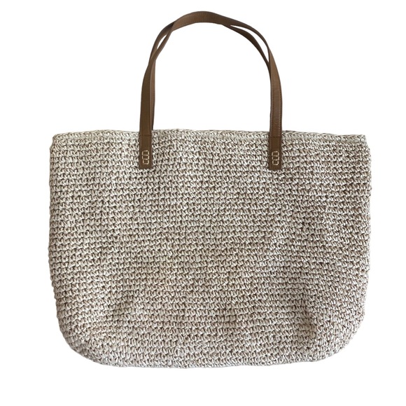 Straw Studios American Flag Patriotic Raffia Straw Tote Beach Vacation Bag - Picture 2 of 16